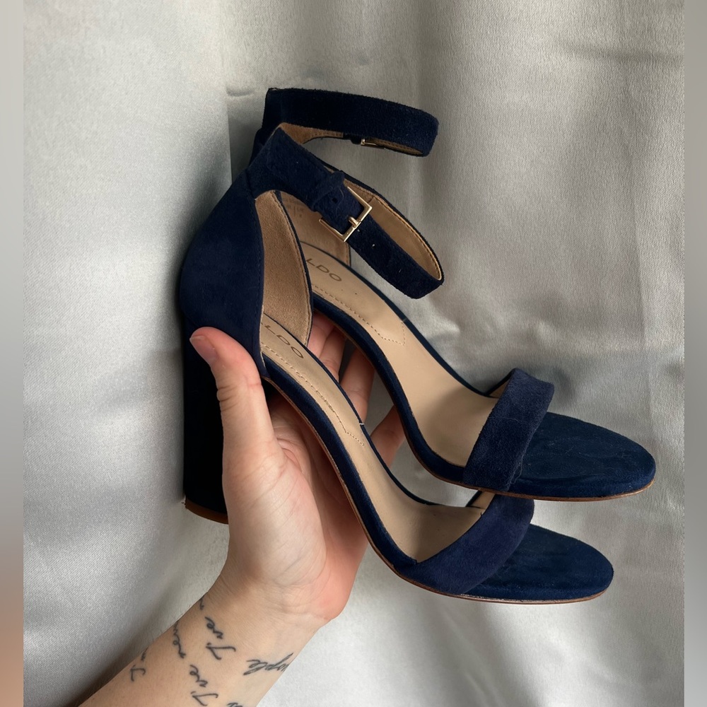 VGUC Navy Blue Suede Block Heels BOGO-READ DESCRIPTION